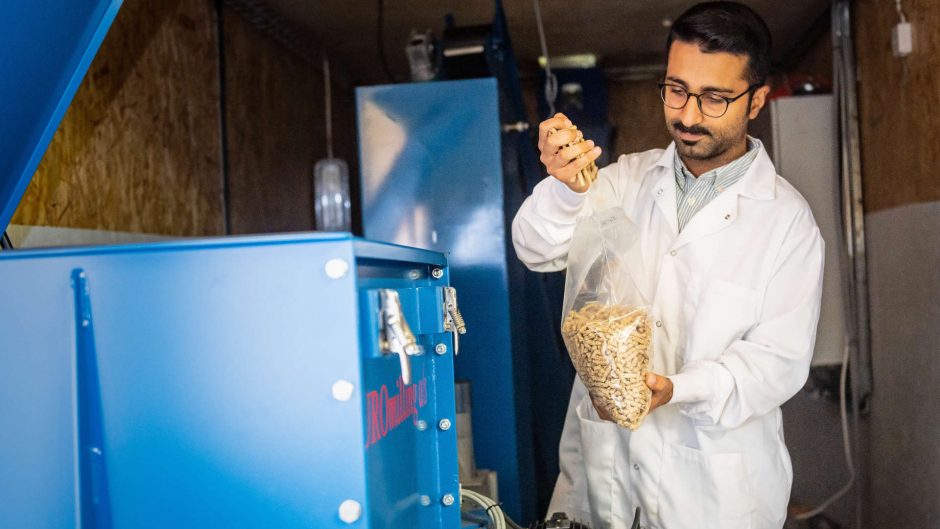 Scientist working inside Biomass Feedstock Facilities